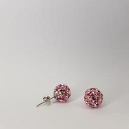 Swarovski gömb fülbevaló-rózsaszín-fehér mini - zilai-ag.fvb010